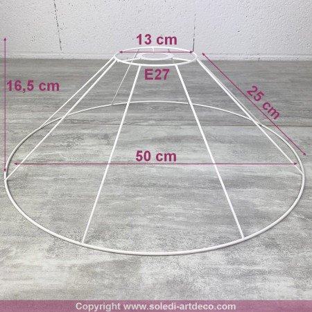 Suspension frame, 50 cm conical, ceiling light 8 branches, in anticorrosion epoxy, for E27