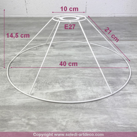 Carcasse suspension Conique 40 cm, Armature plafonnier 6 branches en epoxy anticorrosion, pour E27