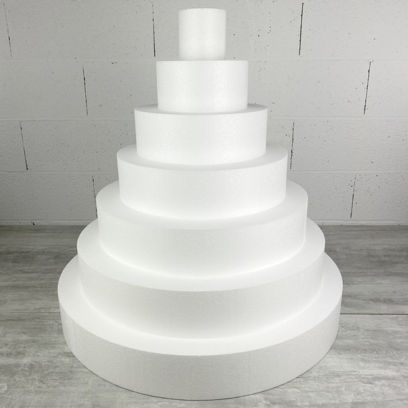 Grande Pièce montée en Polystyrène, Base diam. 70cm, 7 étages, Haut. totale 70 cm, Wedding Cake haute densité,