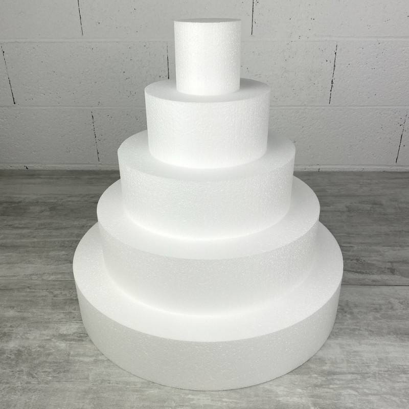 Pièce montée en Polystyrène, Base diam. 50 cm, 5 étages, Haut. totale 50 cm, Wedding Cake haute densité