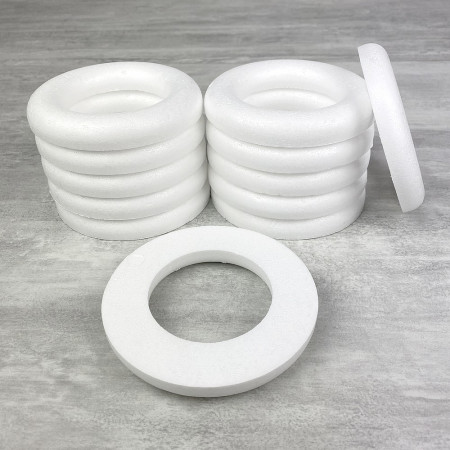 Lot de 12 Demi-Anneaux diam. 12 cm, Couronne fond plat, Polystyrène densité pro