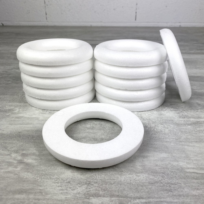 Lot de 12 Demi-Anneaux diam. 12 cm, Couronne fond plat, Polystyrène densité pro