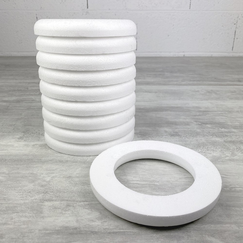 Lot de 10 Demi Anneaux de 15 cm en Polystyrène, Petite Couronne à dos plat