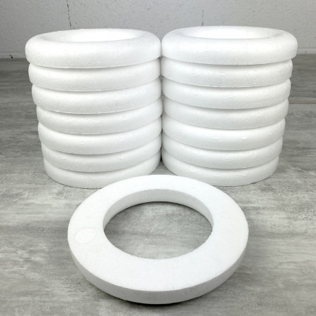 Lot de 15 Demi Anneaux de 17 cm en Polystyrène, Couronne à dos plat, haute densité