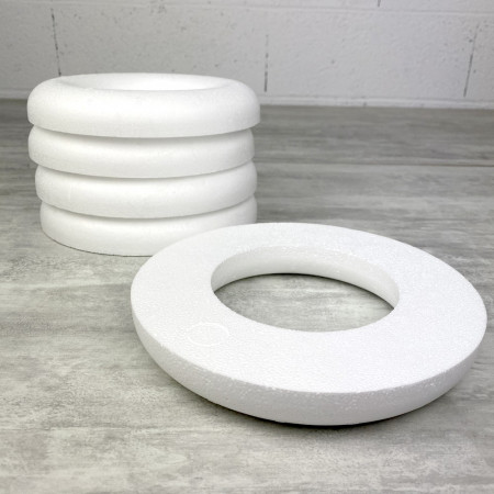 Lot de 5 Demi Anneaux de 20 cm en Polystyrène, Couronne à dos plat de 3 cm de haut