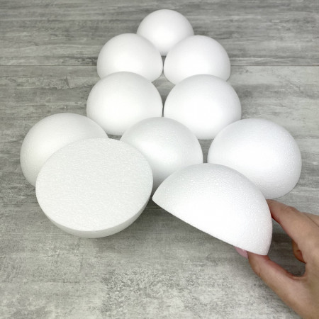 Lot de 10 Demi-Sphères de 10 cm de diamètre, Dômes pleins en polystyrène de 5cm de haut