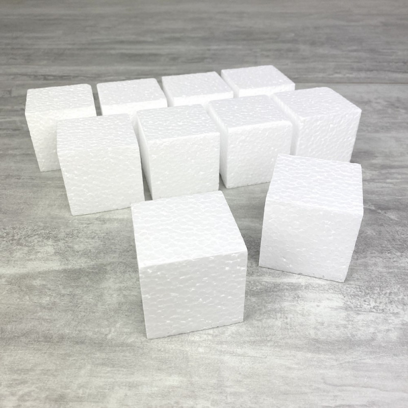 Lot de 10 petits cubes en polystyrène, 6 cm, minis Blocs en Styropor blanc à décorer
