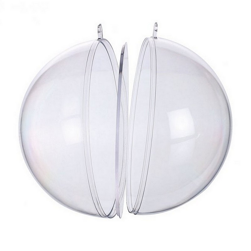 Plastic ball with dividing wall, diameter 16 cm, transparent divider