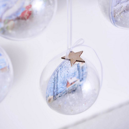 Plastic ball with dividing wall, diameter 16 cm, transparent divider