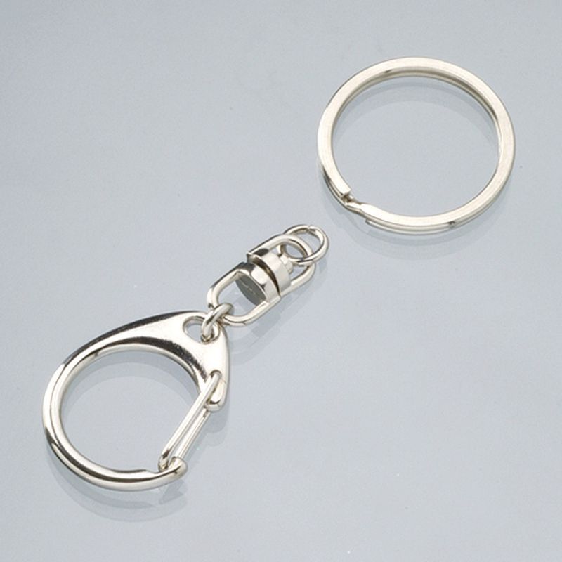 Lot de 4 Porte-clefs anti-vrilles, avec anneau, 25 mm x 85 mm, couleur argent