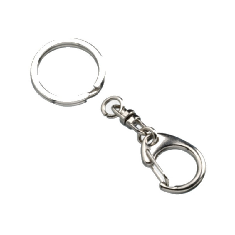Lot de 5 Porte-clefs anti-vrilles, avec anneau, 20 mm x 70 mm, couleur argent