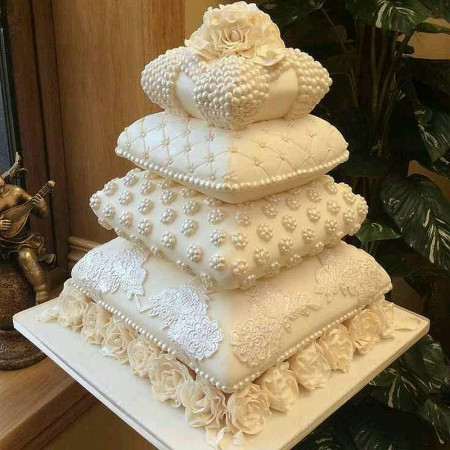 Pièce montée en Polystyrène Coussin, Base 40 cm, 4 étages, Haut. 28 cm, Wedding Cake haute densité