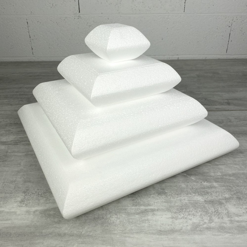 Pièce montée en Polystyrène Coussin, Base 40 cm, 4 étages, Haut. 28 cm, Wedding Cake haute densité