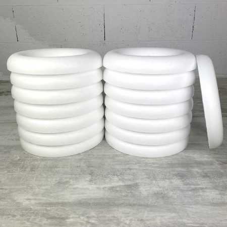 Lot de 15 Demi Anneaux de 25 cm en Polystyrène, Couronne à dos plat, haute densité