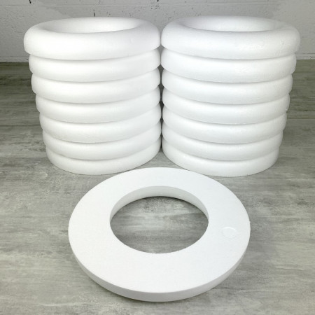 Lot de 15 Demi Anneaux de 25 cm en Polystyrène, Couronne à dos plat, haute densité