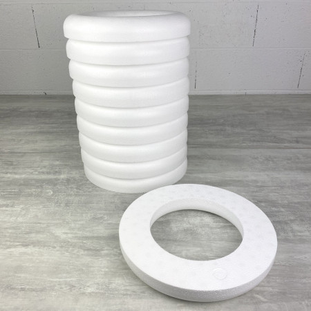 Lot de 10 Demi Anneaux de 30 cm en Polystyrène, Couronne à dos plat, haute densité