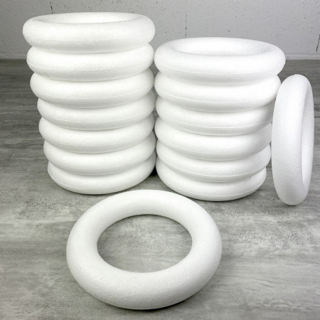 Gros lot de 15 Anneaux polystyrène diam. 17 cm, Couronnes Styro plein, bouées haute densité