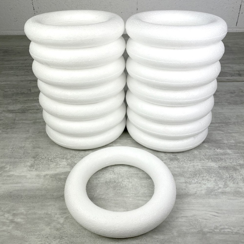 Gros lot de 15 Anneaux polystyrène diam. 17 cm, Couronnes Styro plein, bouées haute densité