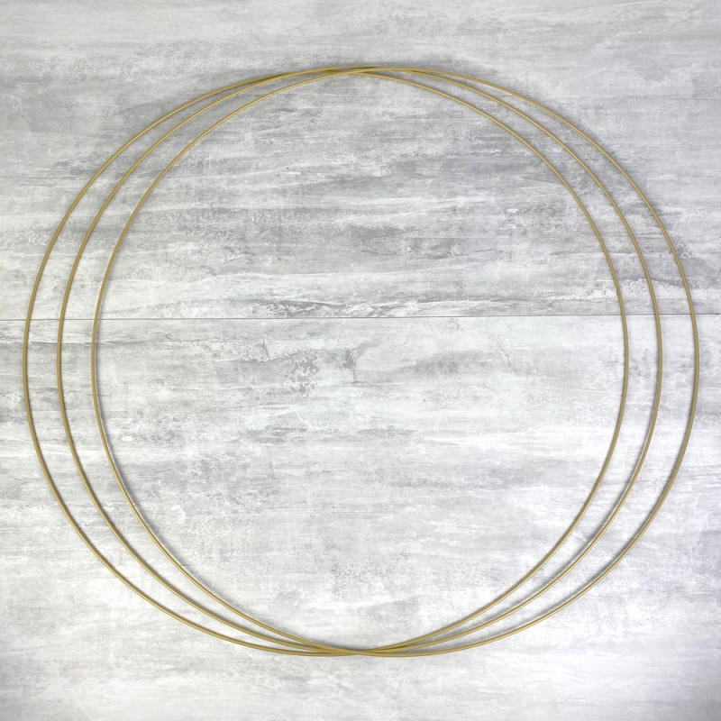 Gros Lot de 3 Grands Cercles métalliques doré ancien, diam. 80 cm pour abat-jour, Anneaux epoxy Attrape rêves