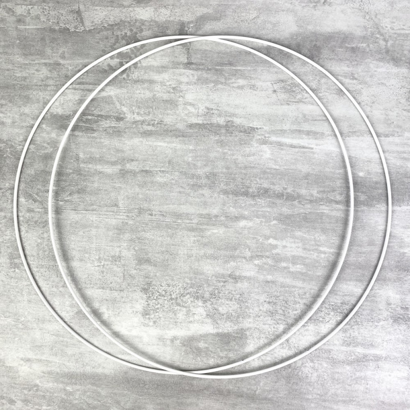 Set aus 2 weißen Metallringen Durchmesser 35 cm für Lampenschirm, Epoxidringe für Traumenfänger