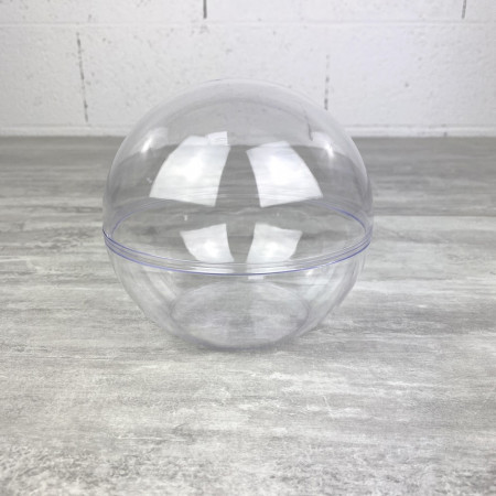 Lot de 4 Boules plastique Ø 14cm à fond plat sécable, Contenants cristal transparent séparable