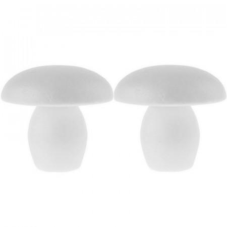 Lot de 2 Grands champignons en polystyrène, 13 cm, Diam. du chapeau 14cm