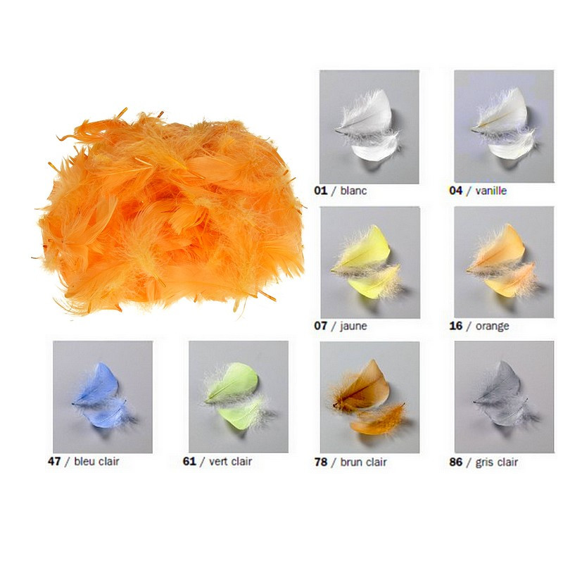 Plumes décoratives de 8 à 10 cm, env. 110 plumes de 8 à 10 cm, 10 g