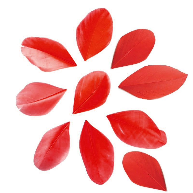 Lot d'env. 36 Plumes rondes véritables coupées, Rouge, Longueur 5-6 cm, pour Bijoux ou attrape rêve
