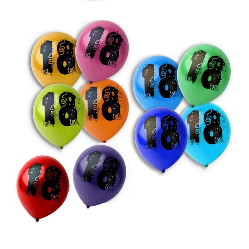 Beutel mit 10 Luftballons, siebgedruckt, 18 Jahre, Durchmesser 28 cm, für Geburtstagsdeko