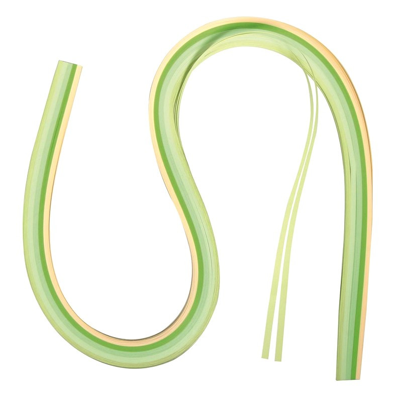 Lot 100 bandelettes Papier Quilling tons Beige et Vert 9 mm x 53 cm, 80 g/m²
