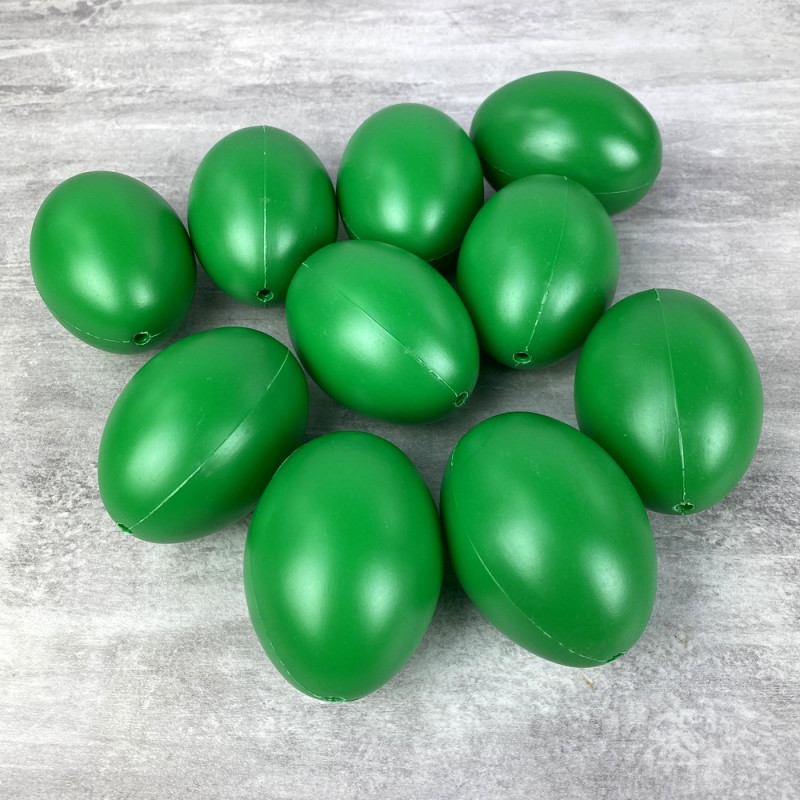 Lot de 10 Oeufs en plastique Vert brillant, hauteur 6 cm, déco de Pâques et chasse aux oeufs