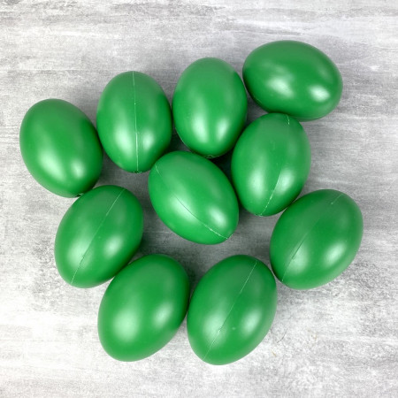 Lot de 10 Oeufs en plastique Vert brillant, hauteur 6 cm, déco de Pâques et chasse aux oeufs
