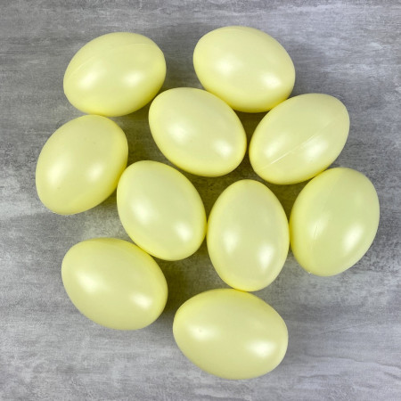Lot de 10 Oeufs en plastique Jaune clair, hauteur 6 cm, déco de Pâques et chasse aux oeufs
