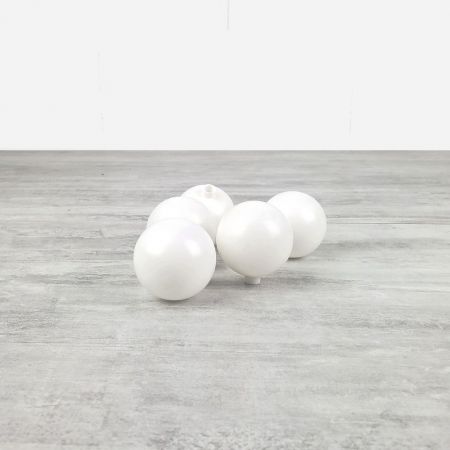 Lot de 10 Boules en plastique blanc, diam. 5 cm, avec ouverture Ø 8 mm pour fixation
