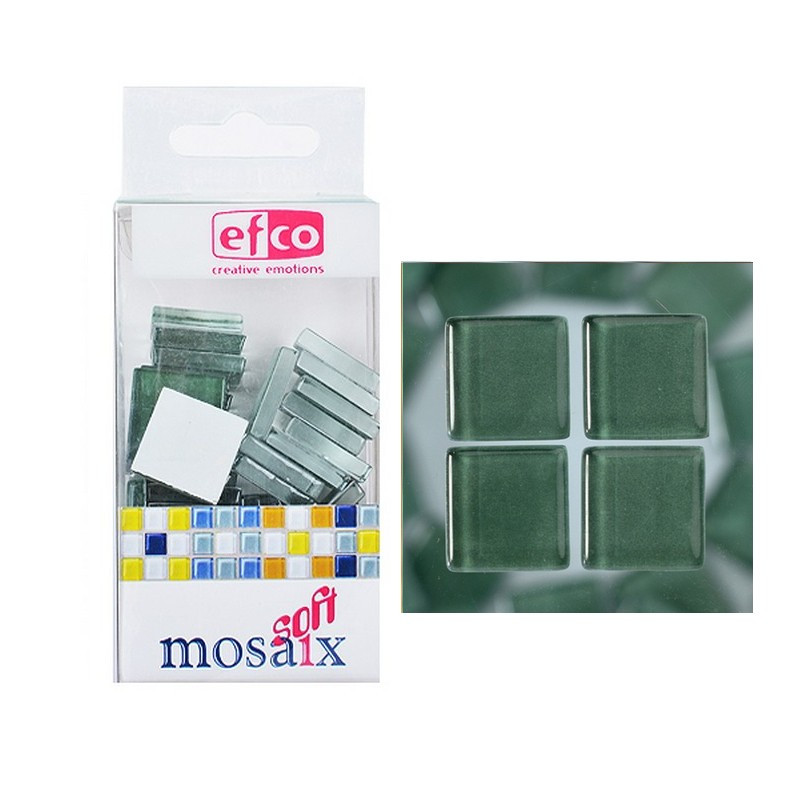 Mosaique Cailloux en verre vert foncé, 2 cm x 2 cm, 200 g, env. 40 pièces