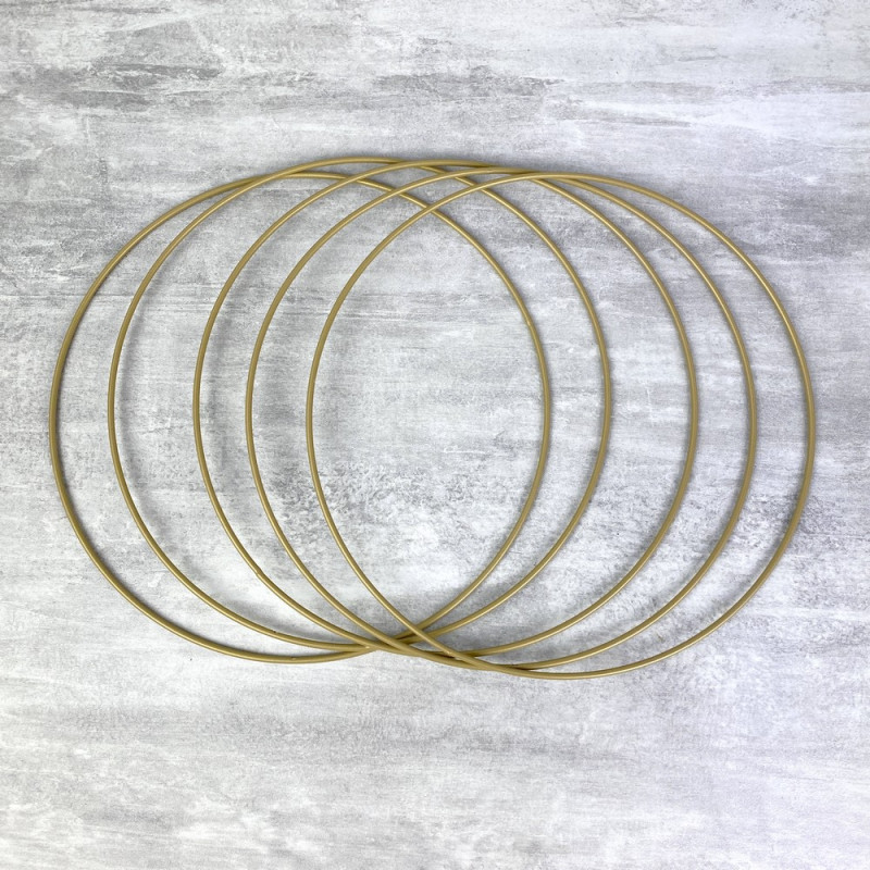 Lot de 5 Cercles métalliques doré ancien, diam. 20 cm pour abat-jour, Anneaux epoxy Attrape rêves