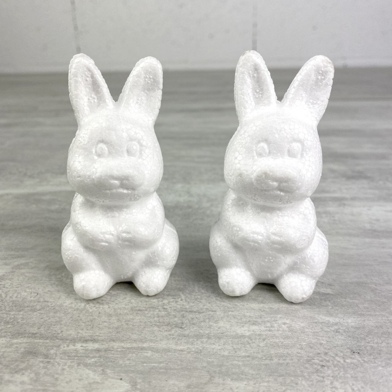 Lot de 2 Lapereaux en polystyrène, 8 cm de haut, petit bébé lapin, décoration de paques