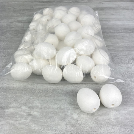 Lot de 50 Oeufs de poule de 4 cm en Ouate de cellulose, avec trou de suspension, en coton compressé