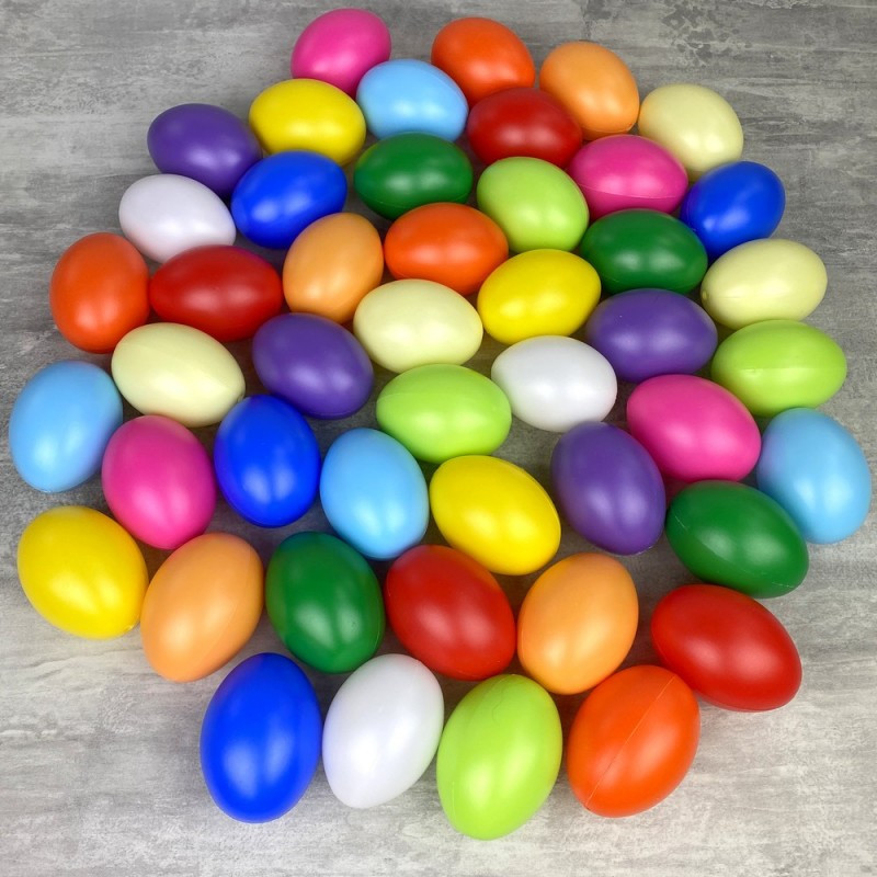 Lot XXL 300 Oeufs en plastique, coloris assortis, 6 cm de haut,  non séparables, idéal pour la chasse aux oeufs de pâques