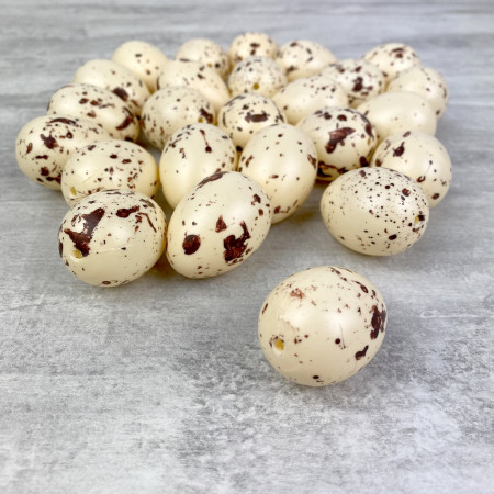Lot de 25 petits Oeufs en plastique, Caille mouchetée, haut. 4 cm, idéal pour la chasse aux oeufs de pâques, non séparable