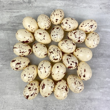 Lot de 25 petits Oeufs en plastique, Caille mouchetée, haut. 4 cm, idéal pour la chasse aux oeufs de pâques, non séparable