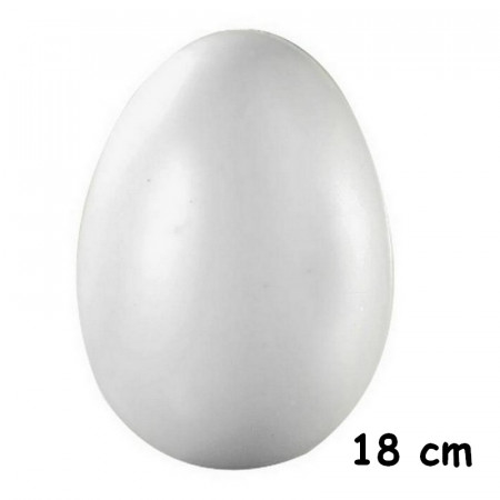 2 large white plastic eggs, 18cm high, to decorate, with hole for hanging, not separable