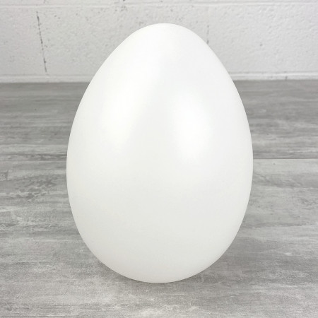 Lot de 2 grands Oeufs en plastique blanc, haut. 18 cm, avec trou de suspension, non séparables, autruche