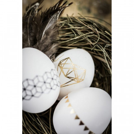 Lot de 5 grands Oeufs en plastique blanc, 14cm de haut, à décorer, avec trou de suspension, non séparables