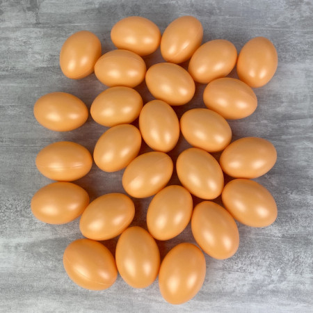 Gros Lot de 25 Oeufs en plastique Orange clair, hauteur 6 cm, déco de Pâques et chasse aux oeufs