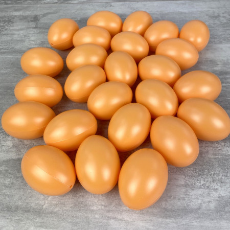 Gros Lot de 25 Oeufs en plastique Orange clair, hauteur 6 cm, déco de Pâques et chasse aux oeufs
