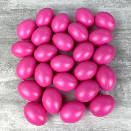 Gros Lot de 25 Oeufs en plastique Rose vif brillant, hauteur 6 cm, déco de Pâques et chasse aux oeufs