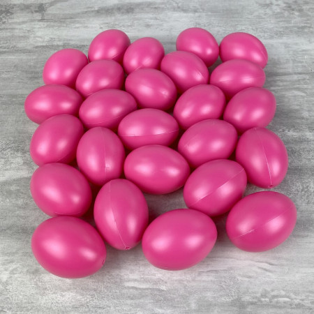Gros Lot de 25 Oeufs en plastique Rose vif brillant, hauteur 6 cm, déco de Pâques et chasse aux oeufs