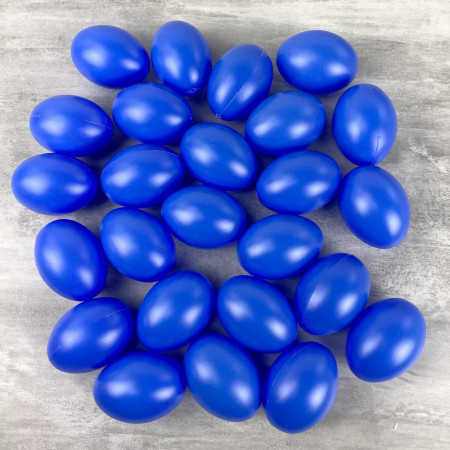 Gros Lot de 25 Oeufs en plastique Bleu brillant, hauteur 6 cm, déco de Pâques et chasse aux oeufs