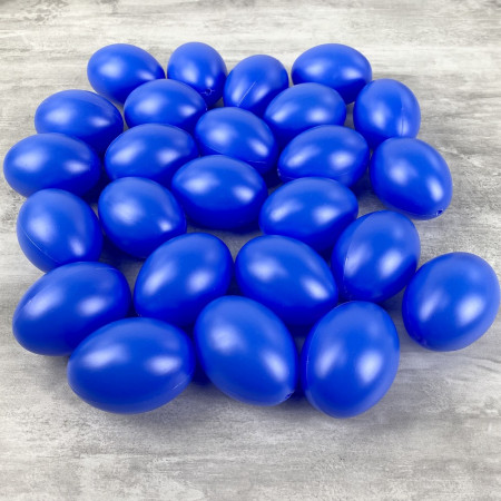 Gros Lot de 25 Oeufs en plastique Bleu brillant, hauteur 6 cm, déco de Pâques et chasse aux oeufs